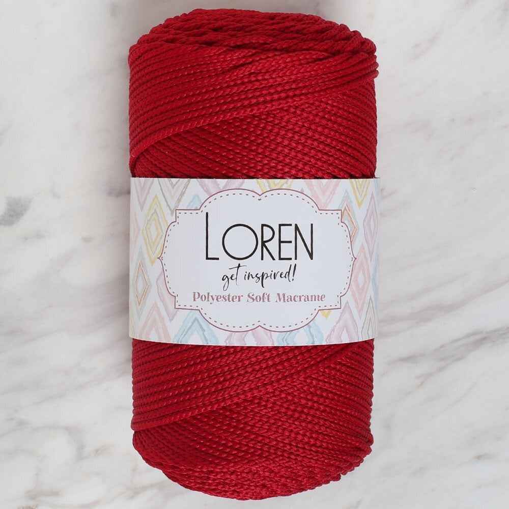 Loren Polyester Soft Macrame Koyu Kırmızı El Örgü İpi - LM020 - 34433 - UcuzaGeliyor