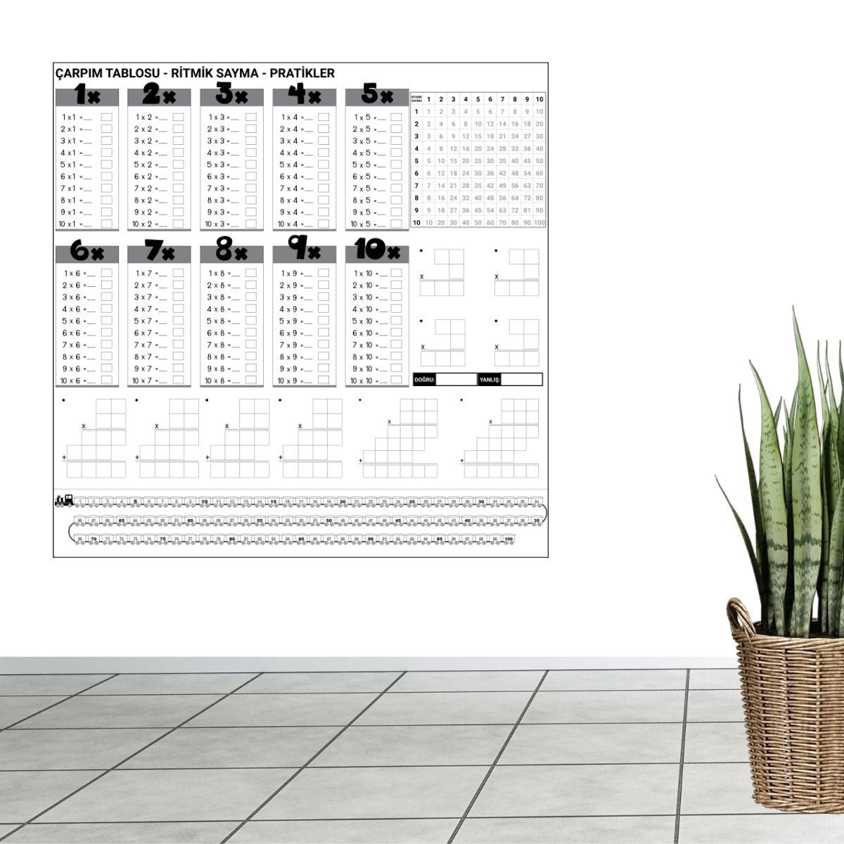 GENEL® Çarpım Tablosu Ezberleme Manyetik Duvar Stickerı 105 x 100 cm