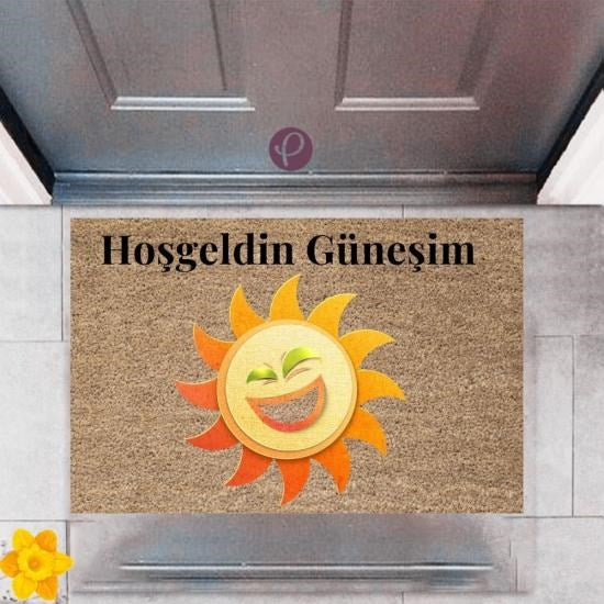 Kapı Önü Paspası Dekoratif Dijital Baskı Güneş P-2435 - UcuzaGeliyor