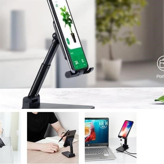 BUFFER® Siyah Aynalı Cep Telefonu Sabitleyici Stand Katlanabilir Ayarlanabilir Telefon Standı