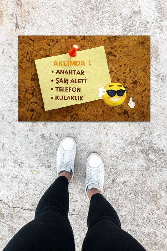 Dijital Baskı Kahverengi Hatırlatma Desen Kapı Önü Paspası - UcuzaGeliyor
