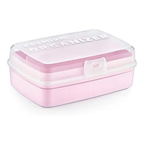 GENEL® 12 Bölmeli Çok Amaçlı Takı Toka Kutusu Dikiş Kutusu Kapaklı Organizer Kutusu Bölmeli Kutu