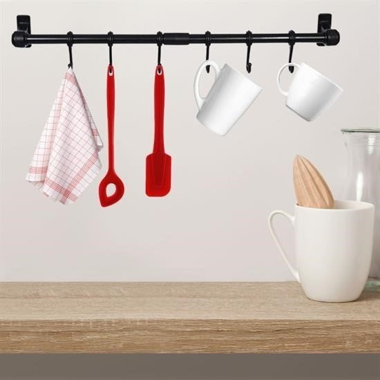 GENEL® Duvara Monte Edilen 6 Kancalı Dekor Kaşıklık ve Kupa Askısı - UcuzaGeliyor