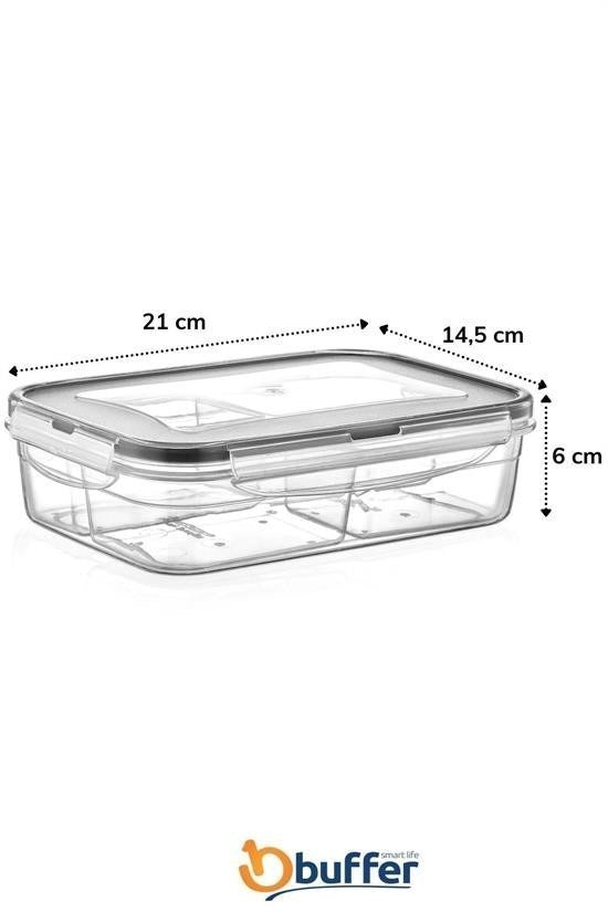 GENEL® 4 Bölmeli Sızdırmaz Contalı Kilitli Kapaklı 1 Litre Erzak Saklama Kabı -LC520