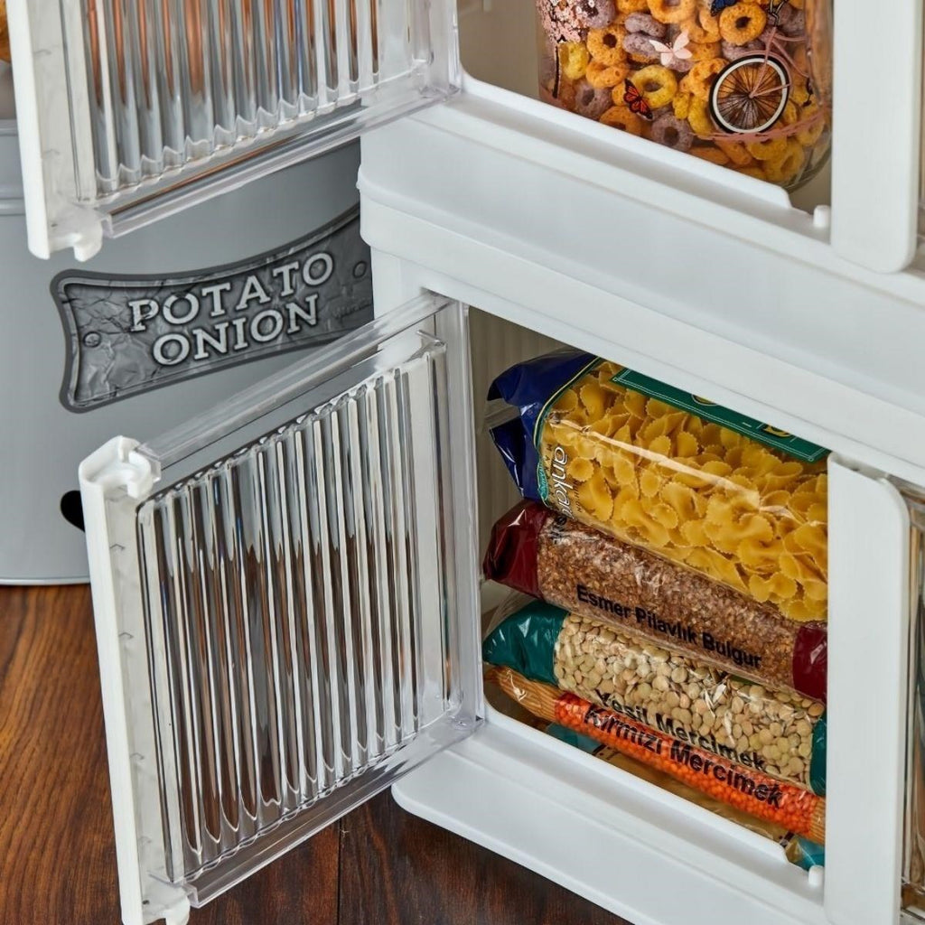 GENEL® Tek Katlı (1 Ünite) Üst Üste Eklenebilir Demonte Mutfak ve Banyo Düzenleyici Raf-Beyaz