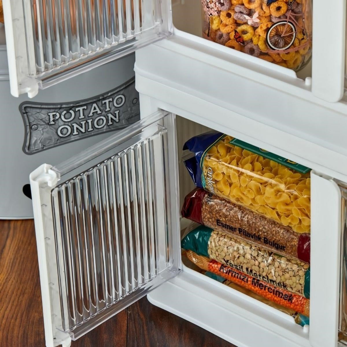 GENEL® Tek Katlı (1 Ünite) Üst Üste Eklenebilir Demonte Mutfak ve Banyo Düzenleyici Raf-Beyaz