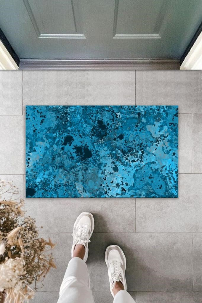 Dekoratif Dijital Baskı Mavi Batik Dış Mekan Paspas K-2095 - UcuzaGeliyor