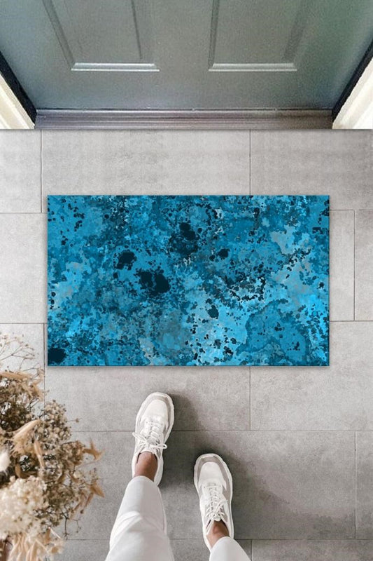 Dekoratif Dijital Baskı Mavi Batik Dış Mekan Paspas K-2095 - UcuzaGeliyor