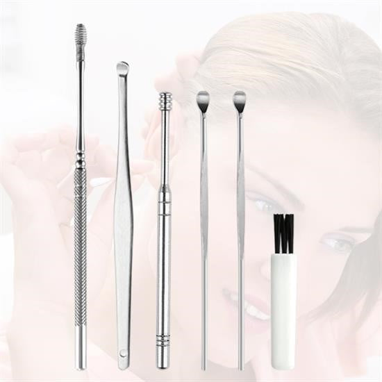 GENEL® 6 Parça Paslanmaz Çelik Kulak Balmumu Toplayıcı Çıkarıcı Temizleyici Bakımı Çubuk Seti