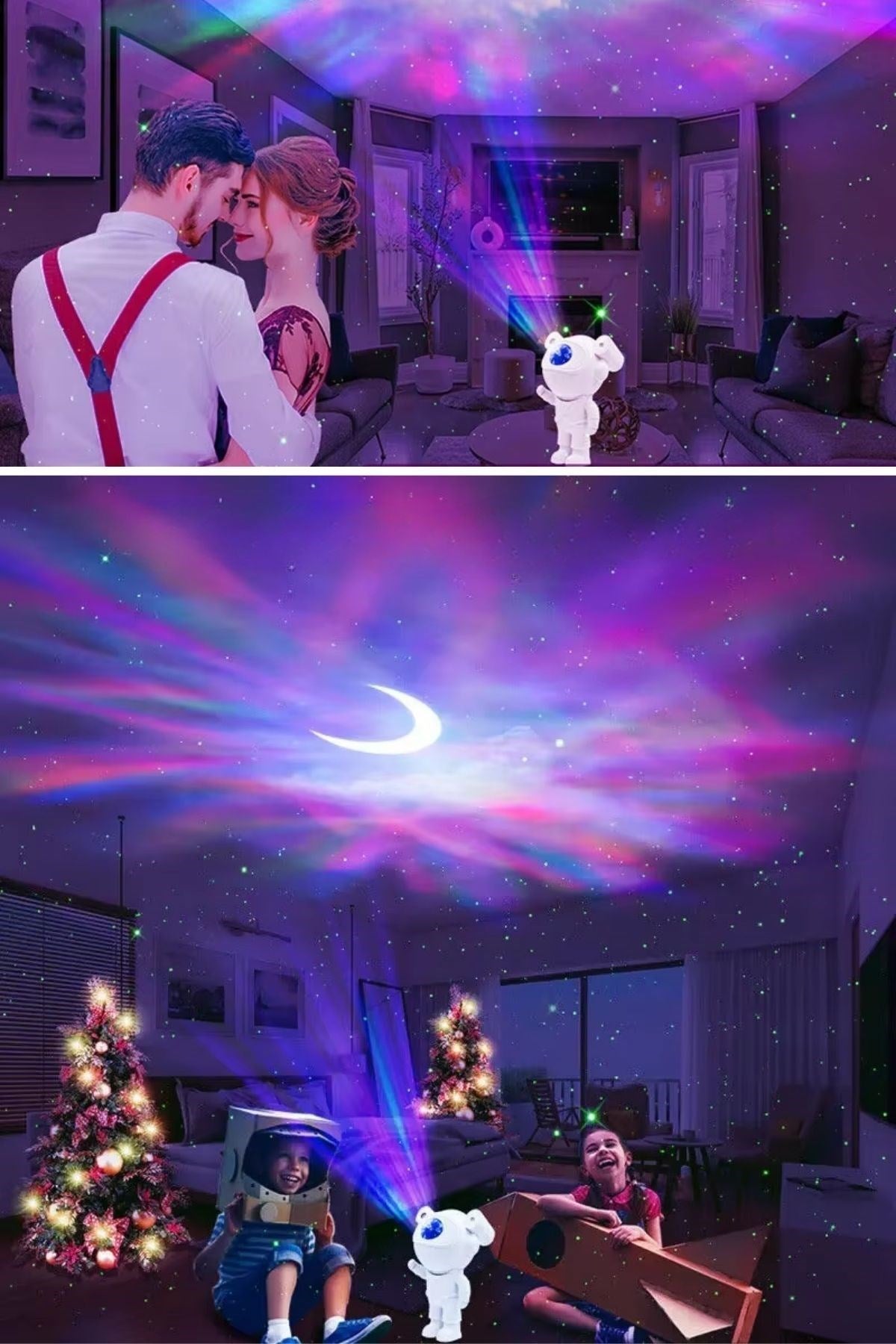 GENEL® Stickerlı ,Kumandalı ASTRONOT Model Gece Lambası