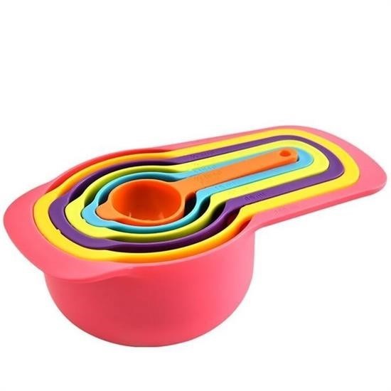 GENEL® Pratik Ölçü Kaşığı Kabı 5li Şeker Baharat Sıvı Ölçer Aparat