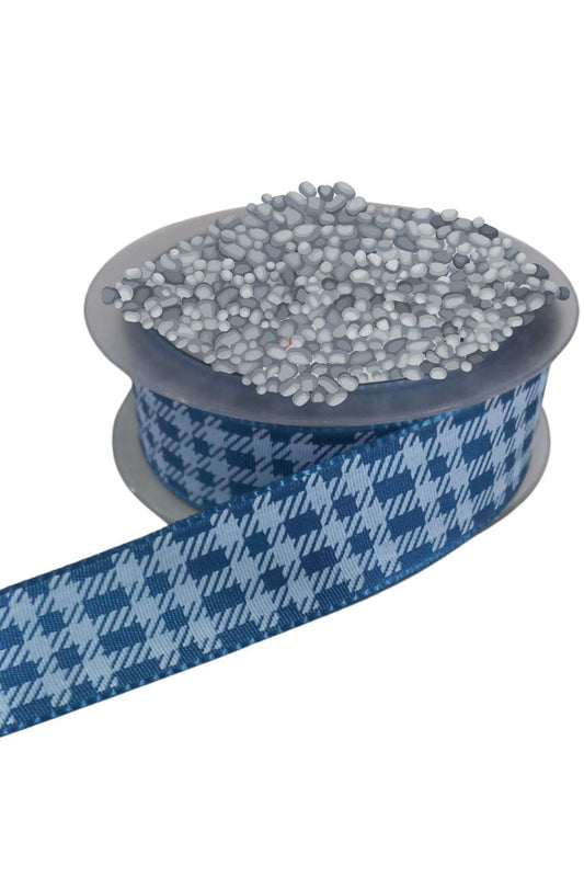 Tafta Ekoseli Kurdele 25 mm İndigo 5 Metre - UcuzaGeliyor