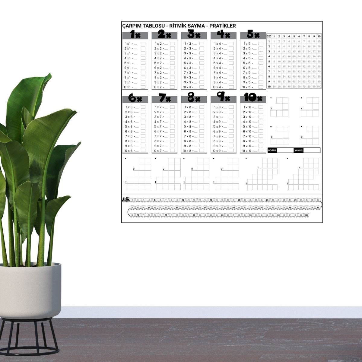 GENEL® Çarpım Tablosu Ezberleme Manyetik Duvar Stickerı 105 x 100 cm