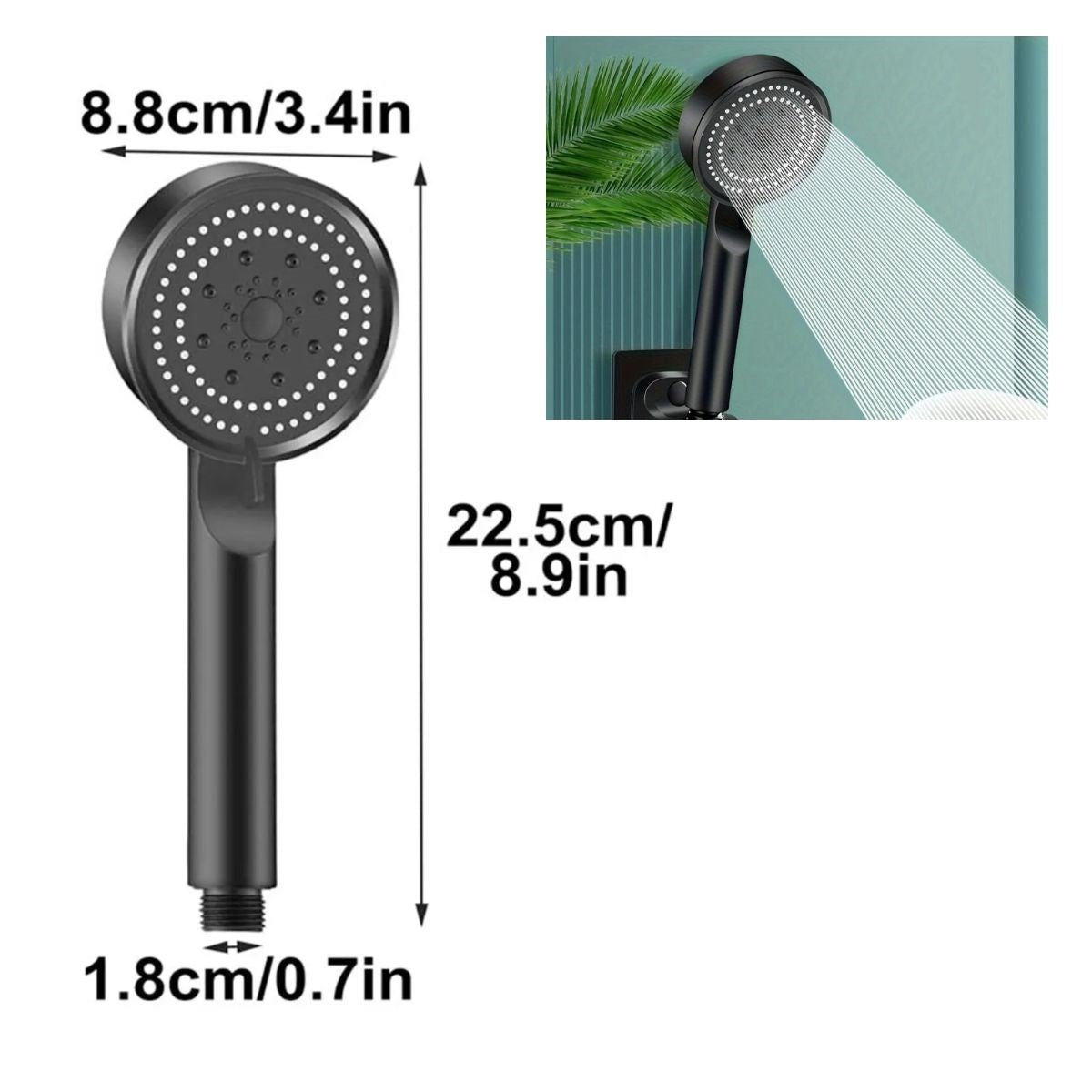 BUFFER® 5 Fonksiyonlu Yüksek Basınçlı Ayarlanabilir Siyah Duş Başlığı