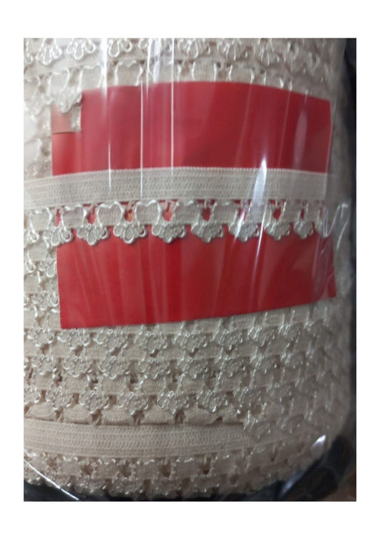 Çamaşır Lastiği Dantelli 1 cm 75 Metre 1 Top Krem - UcuzaGeliyor