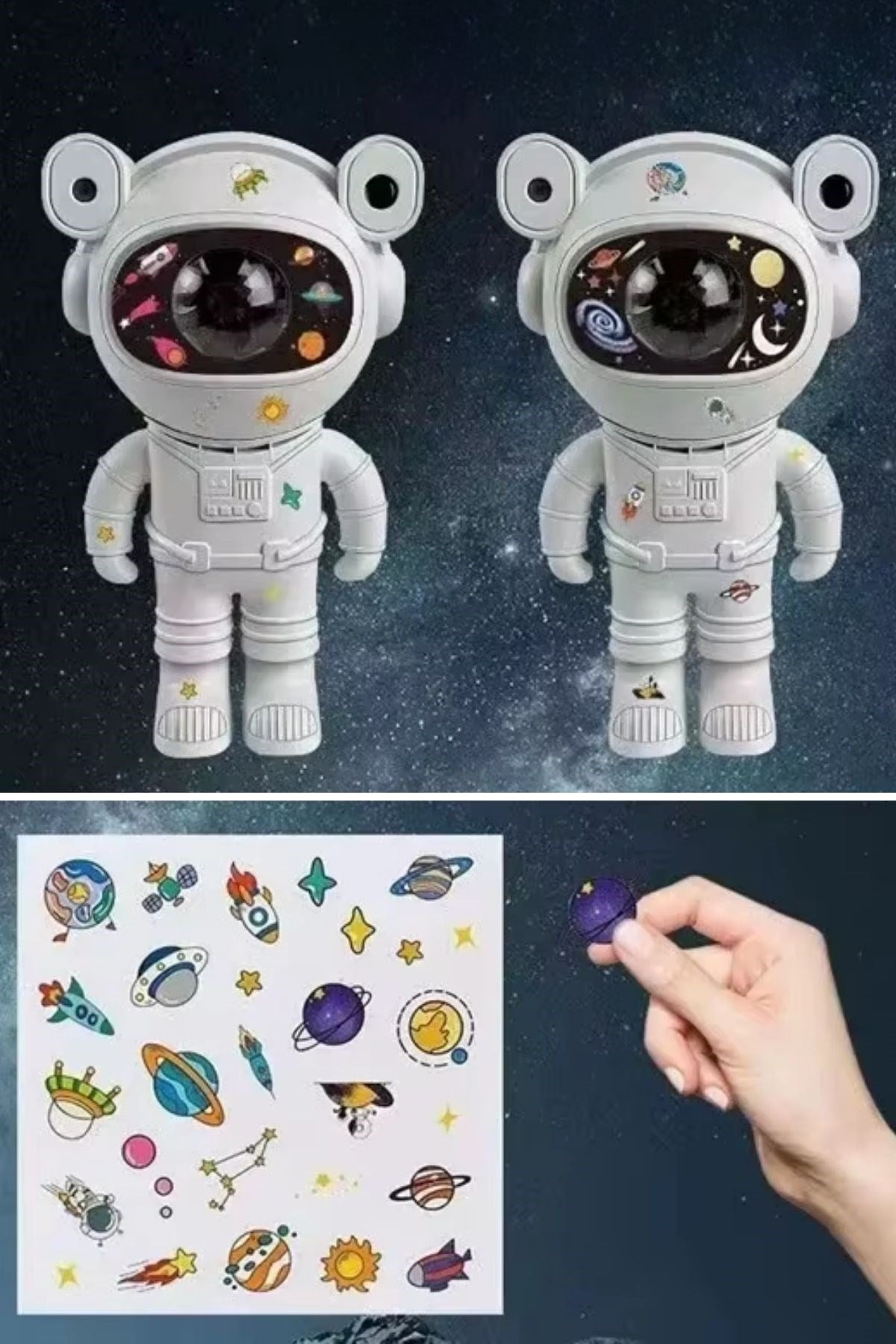GENEL® Stickerlı ,Kumandalı ASTRONOT Model Gece Lambası