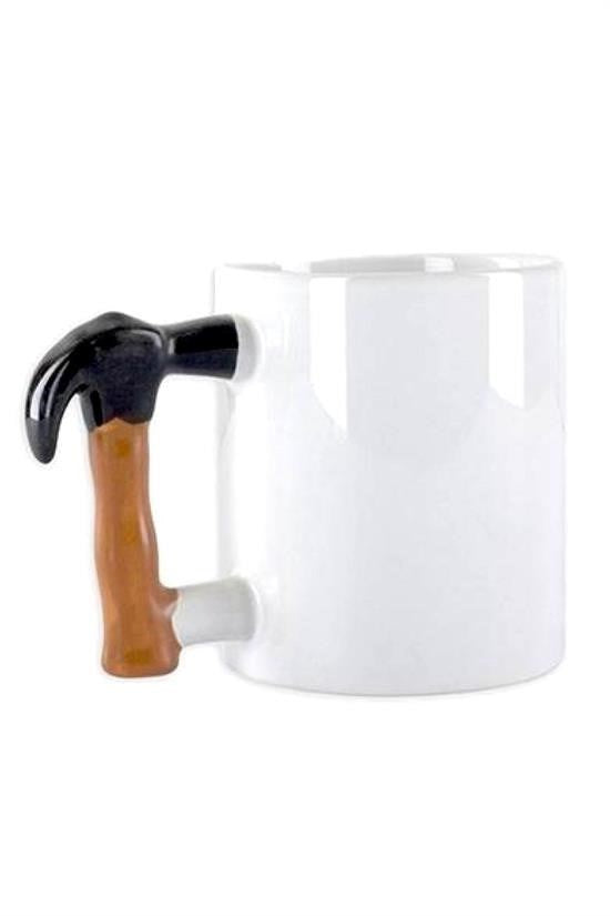 GENEL® İlginç Hediyelik Çekiç Kulplu Tasarımlı Seramik Kupa Bardağı