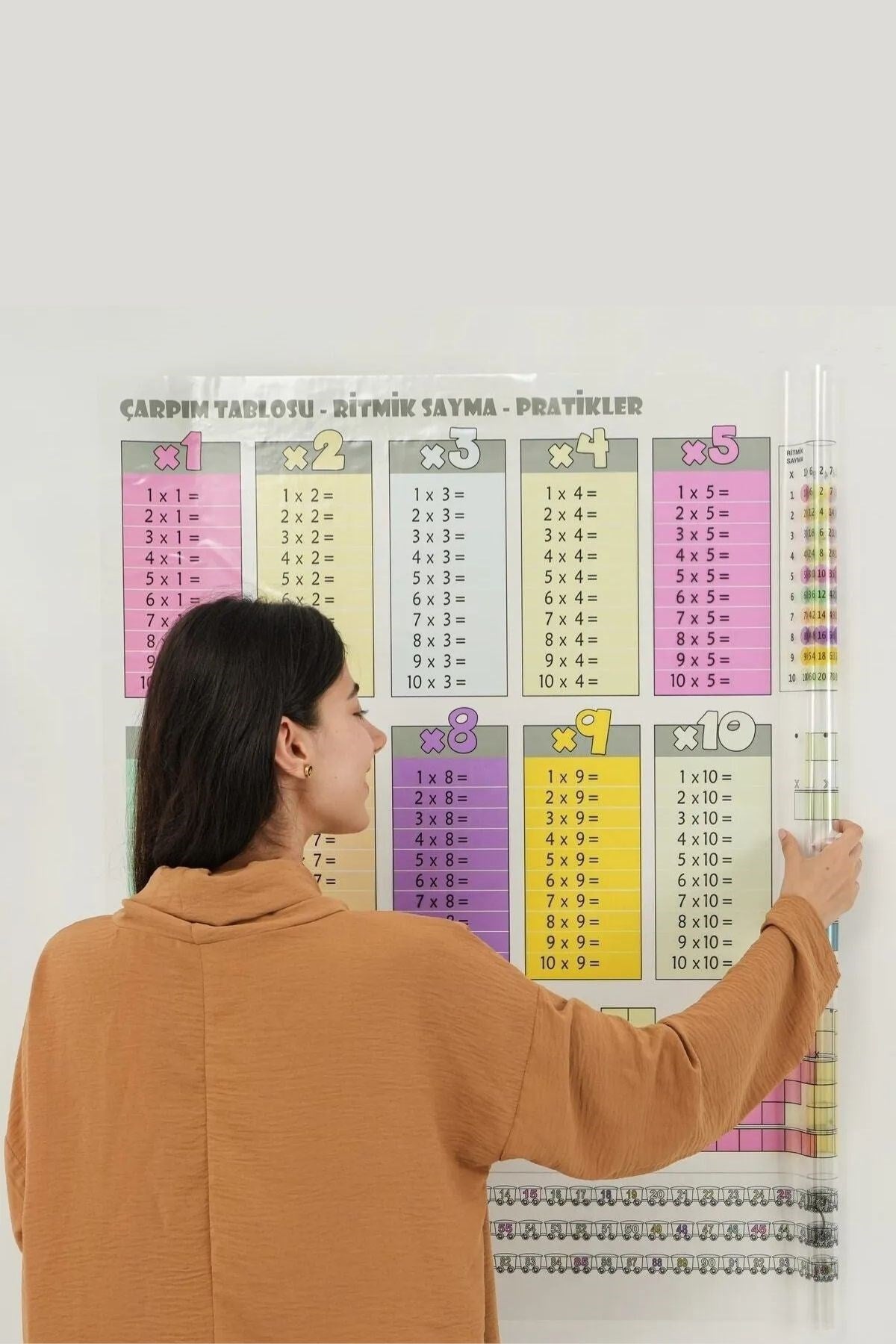 BUFFER® 100x100cm Statik Kağıt Renkli Çarpım Tablosu