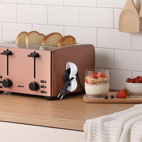 GENEL® 2li Kablo Tutucu Silikon Kordon Sarıcı Kablo Yönetici Klips