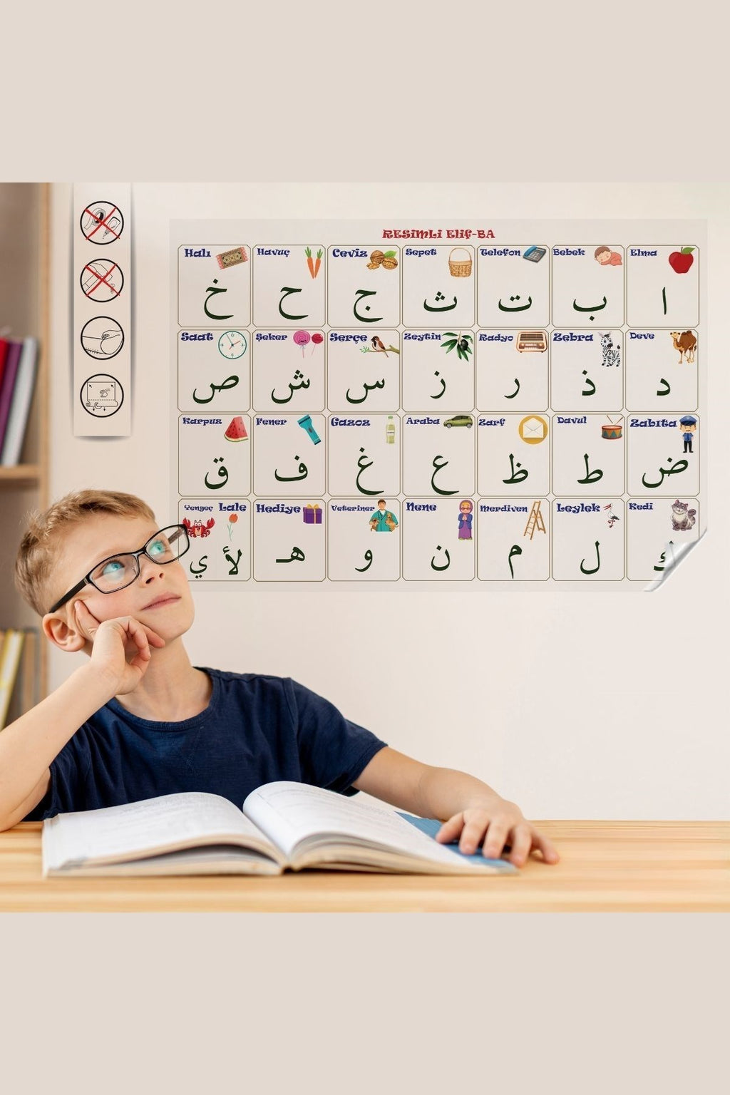 BUFFER® 70x100 cm Statik Kağıt Elif-Ba Öğrenme Tahtası