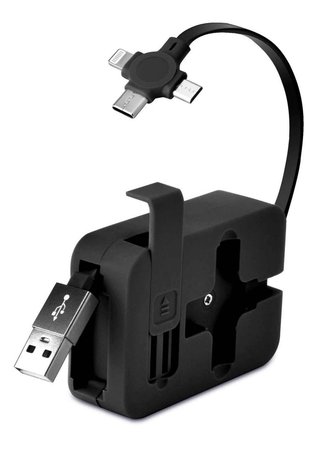 BUFFER® Cep Tipi Telefon Tutuculu Makaralı Uzayıp Kısalabilen 3'ü 1 Arada USB Şarj Kablosu