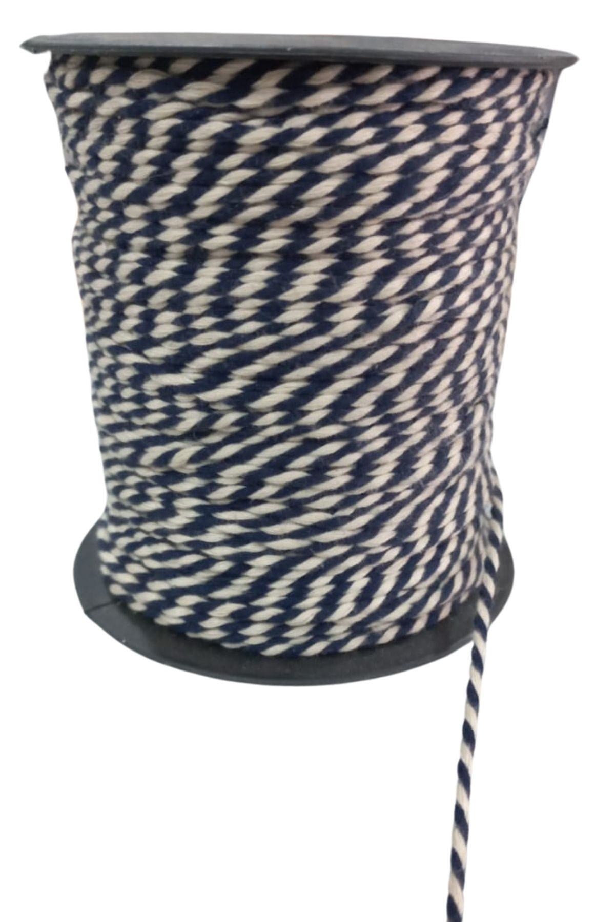 Bileklik ipi, Hediye Paketleme ipi, Şans, Bereket, Aşk, Şifa, Güç 10 mm Pamuk  10 metre Lacivert - UcuzaGeliyor
