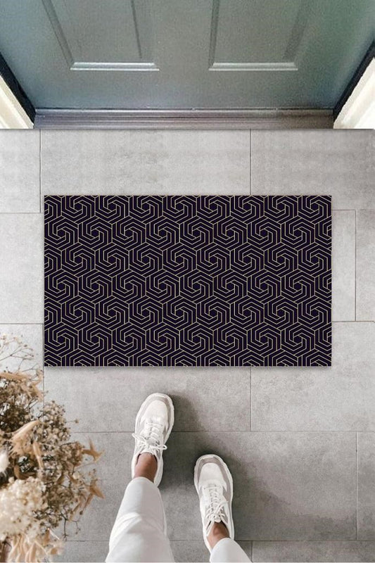 Siyah Kapı Önü Paspası Spiral Desen  K-3230 - UcuzaGeliyor