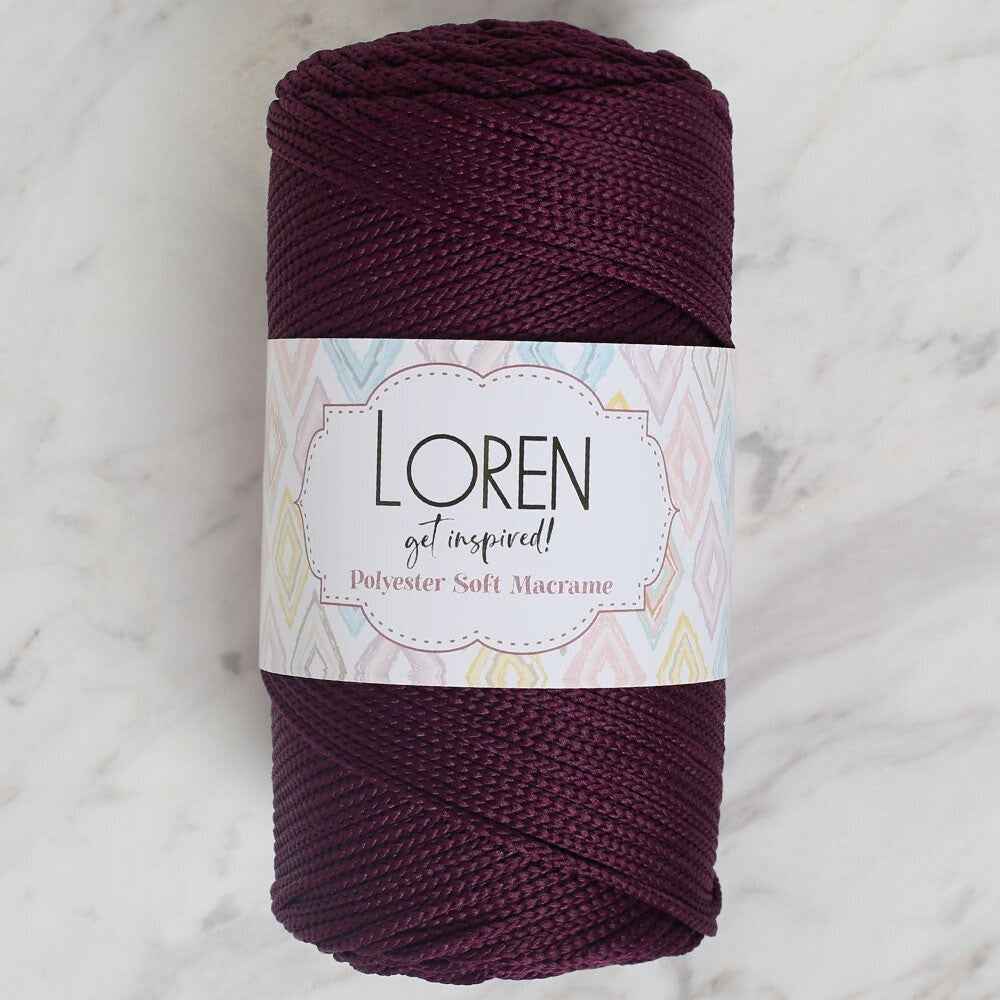 Loren Polyester Soft Macrame Patlıcan Moru El Örgü İpi - LM038 - 34443 - UcuzaGeliyor