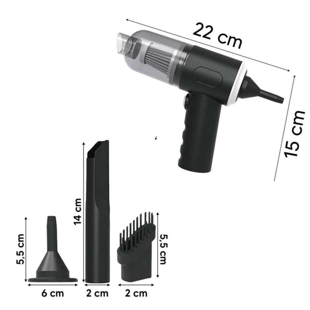 Buffer 3in1 Araç İçi Kablosuz Şarjlı Mini El Süpürgesi Vakum ve Üfleme