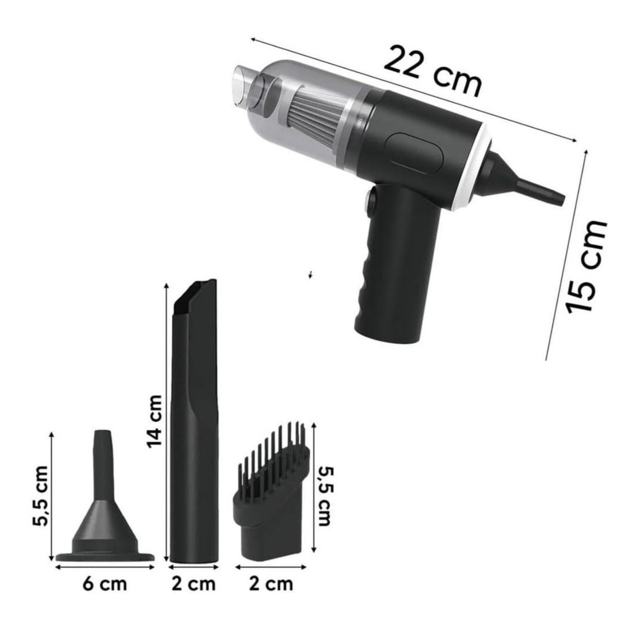 Buffer 3in1 Araç İçi Kablosuz Şarjlı Mini El Süpürgesi Vakum ve Üfleme