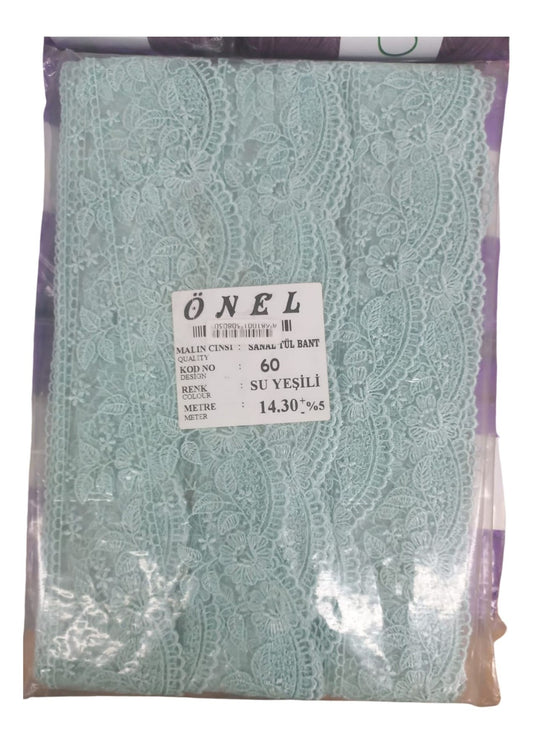 Dantel Polyester Sanal Tül Bant Su Yeşili 14,30 Metre En 6 cm ON-60-SY - UcuzaGeliyor