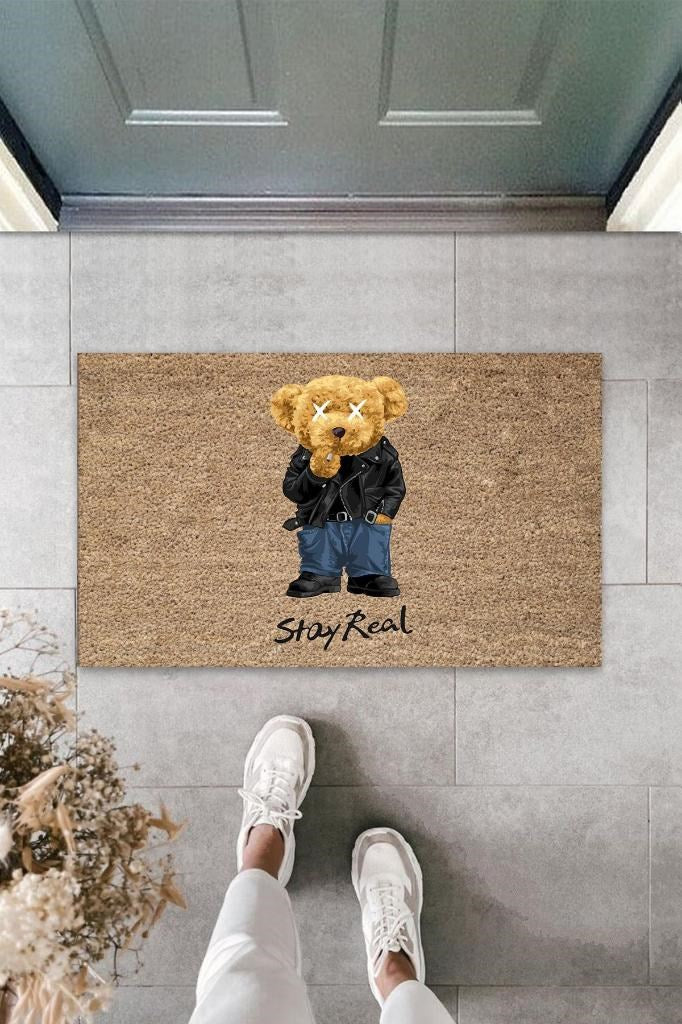 Bej Kapı Önü Paspası Stay Real Ayıcık Desen  K-3331 - UcuzaGeliyor