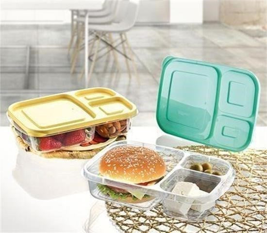 GENEL® 3 Bölmeli Sefer Tası Pratik Kolay Gıda Diyet Saklama Erzak Kabı