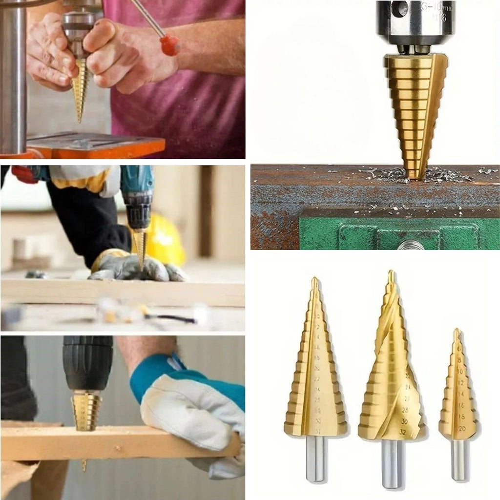 GENEL® 3 Parça Kademeli Matkap Ucu Paslanmaz Uç Alüminyum Sac Demir Delme Seti - UcuzaGeliyor