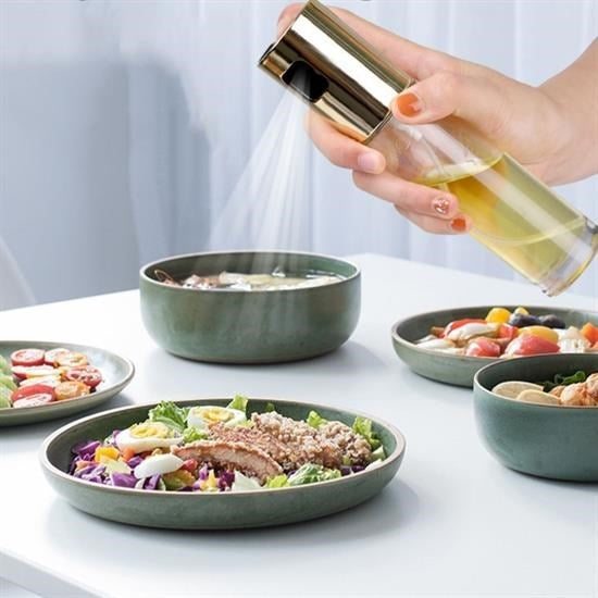 GENEL® 100ml Kapasiteli Şeffaf Spreyli Yağdanlık Sosluk Yağ Püskürtücü Yağ Şişesi