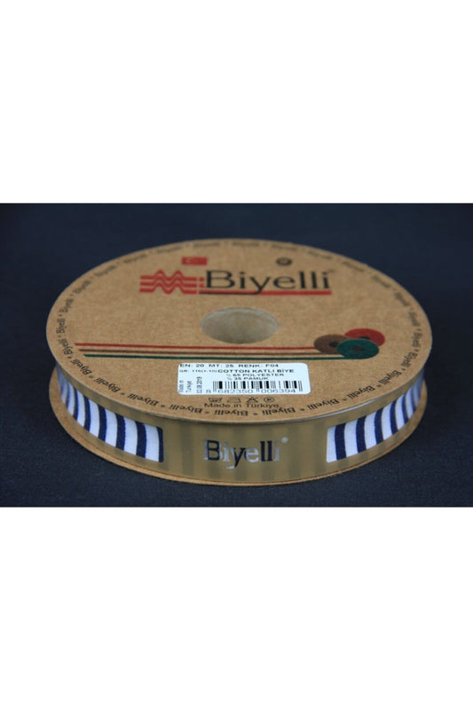 Biye Kalın Çizgili Katlı F04 Lacivert 2 cm 25 Metre %65 Koton %35 Polyester - UcuzaGeliyor