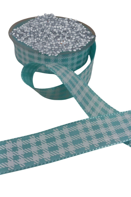 Tafta Ekoseli Kurdele 25 mm Mint 1 Metre - UcuzaGeliyor
