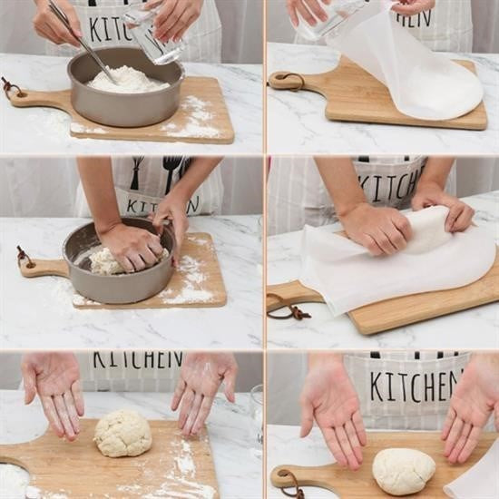 GENEL® Büyük  Hamur Torbası  Silikon Şeffaf Hamur Yoğurma Torbası Ekmek Makarna Mantı  Hamuru Kolay