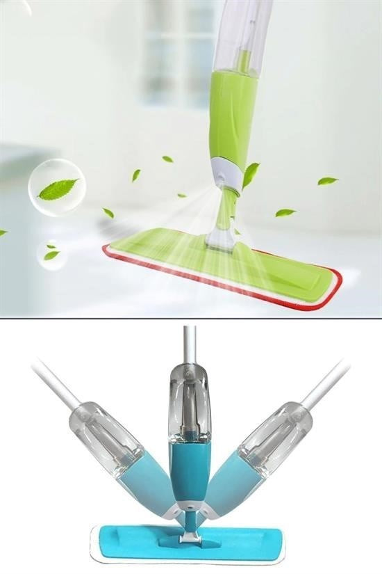 GENEL® Döner Başlıklı Spreyli Mop Parke Ahşap Fayans Temizleyici Su Hazneli Sihirli Paspas - UcuzaGeliyor