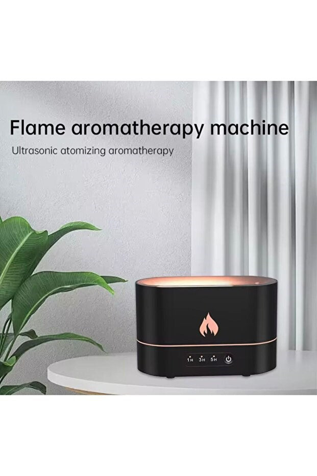 Alev Efektli Ultrasonik Hava Nemlendirici - Sessiz, Otomatik Kapanma, LED Işıklı Aroma Difüzör