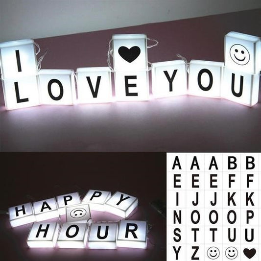 BUFFER® 10lu Lightbox Işıklı Harf Mesaj Panosu Dekoratif  Harf Işık Zinciri - UcuzaGeliyor