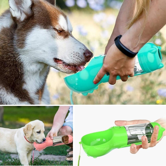 BUFFER® Taşınabilir Hazneli Mama Kaplı ,Kaka Poşetli Kedi,Köpek Suluğu-300ml - UcuzaGeliyor