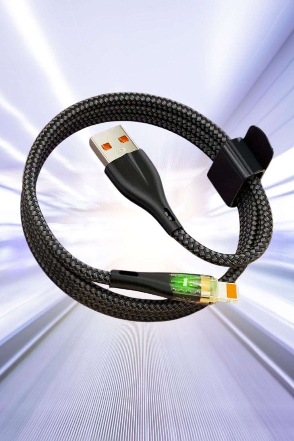 GENEL® Led Işık Uçlu Sağlam İp Kablolu USB to Lightning Hızlı Şarj Kablosu