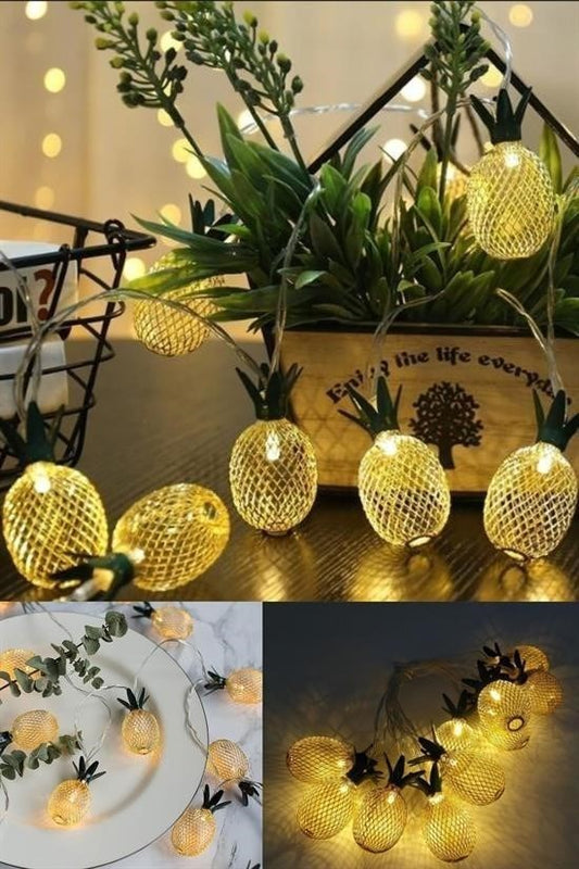 BUFFER® Dekoratif Pilli Pineapple Ananas Pilli Şerit Led Işık (1 Metre) - UcuzaGeliyor
