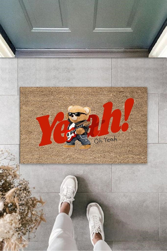 Dekoratif Dijital Oh Yeah Ayıcık Bej Kapı Paspası Dış Mekan Paspas K-3188 - UcuzaGeliyor