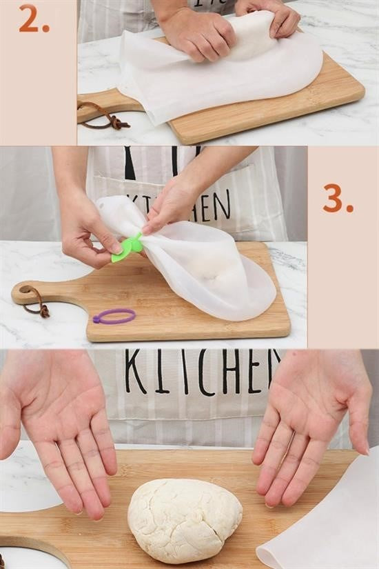 GENEL® Orta Hamur Torbası Silikon Şeffaf Hamur Yoğurma Torbası Ekmek Makarna Mantı  Hamuru Kolay Yo