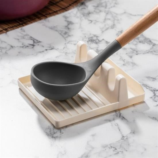 GENEL® Tencere Kapak Tutuculu Kaşıklıklı Tencere Kapak Standı Pratik Kaşık Kepçe Altlık Düzenleyici