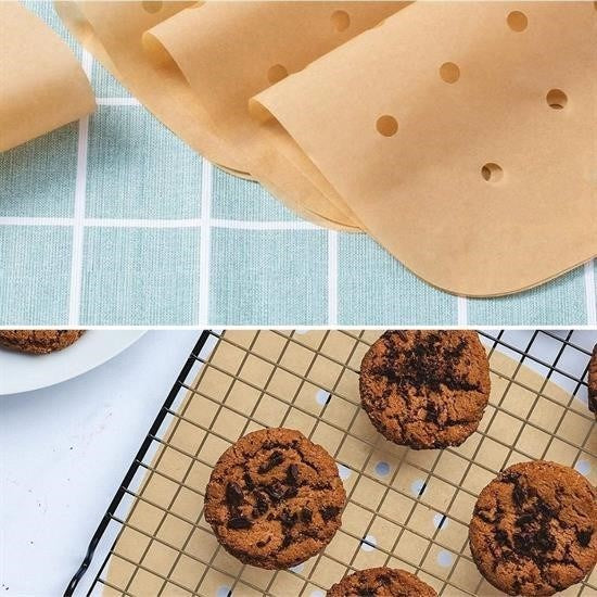 100 Adet Air Fryer Pişirme Kağıdı Tek Kullanımlık Hava Fritöz Yapışmaz Yağlı Kağıt Delikli  Model - UcuzaGeliyor