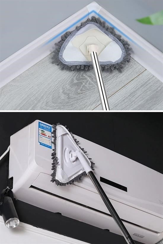 GENEL® Teleskopik Saplı 150 cm Üçgen Mop Cam Duvar Tavan Fayans Parke Temizleyici Mop - UcuzaGeliyor