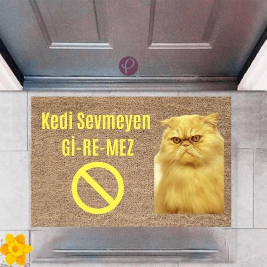 Kapı Önü Paspası Dekoratif Dijital Baskı Kedi Sevmeyen Giremez P-2375 - UcuzaGeliyor